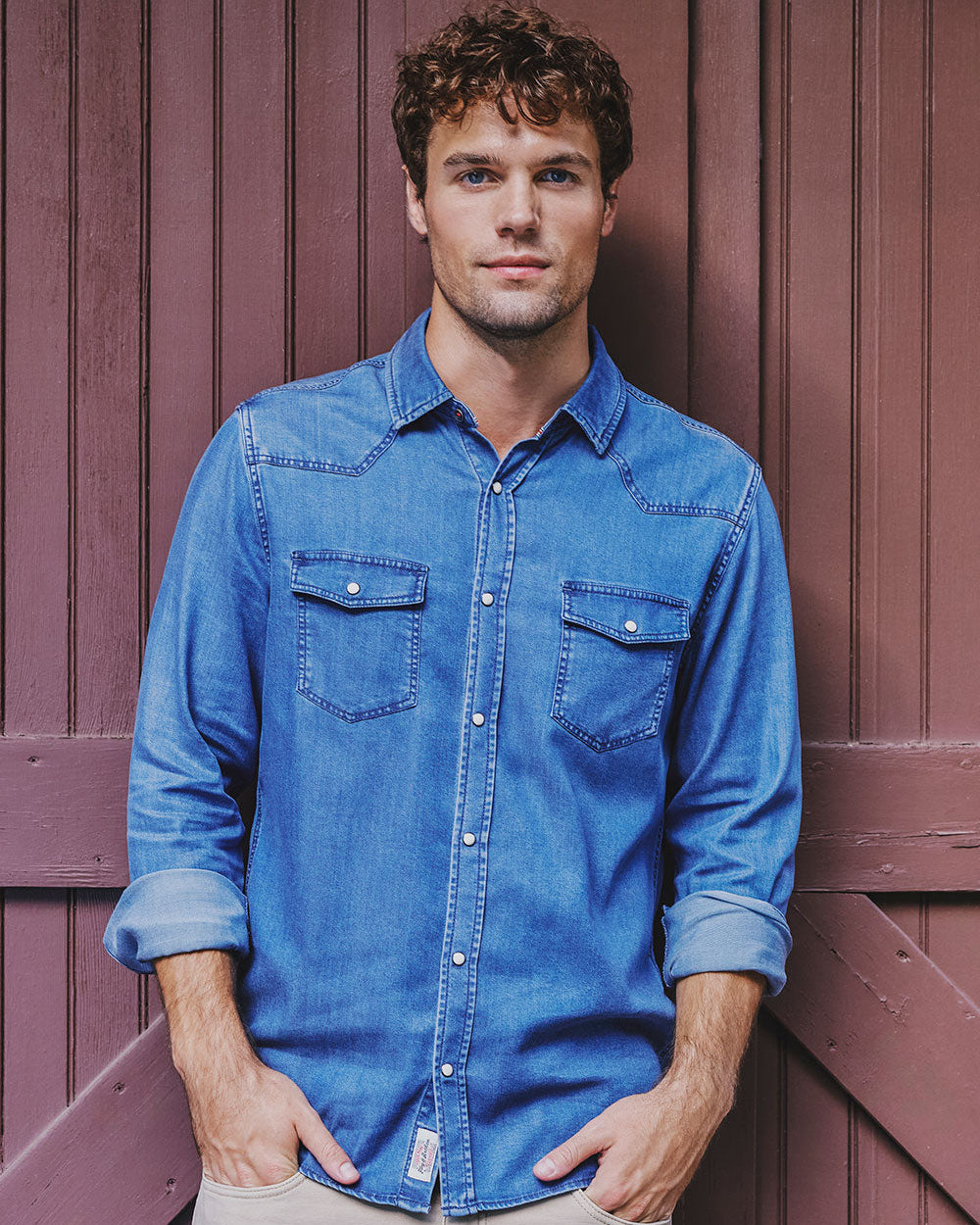 SACRAMENTO STRETCH CHAMBRAY WESTERN SHIRT