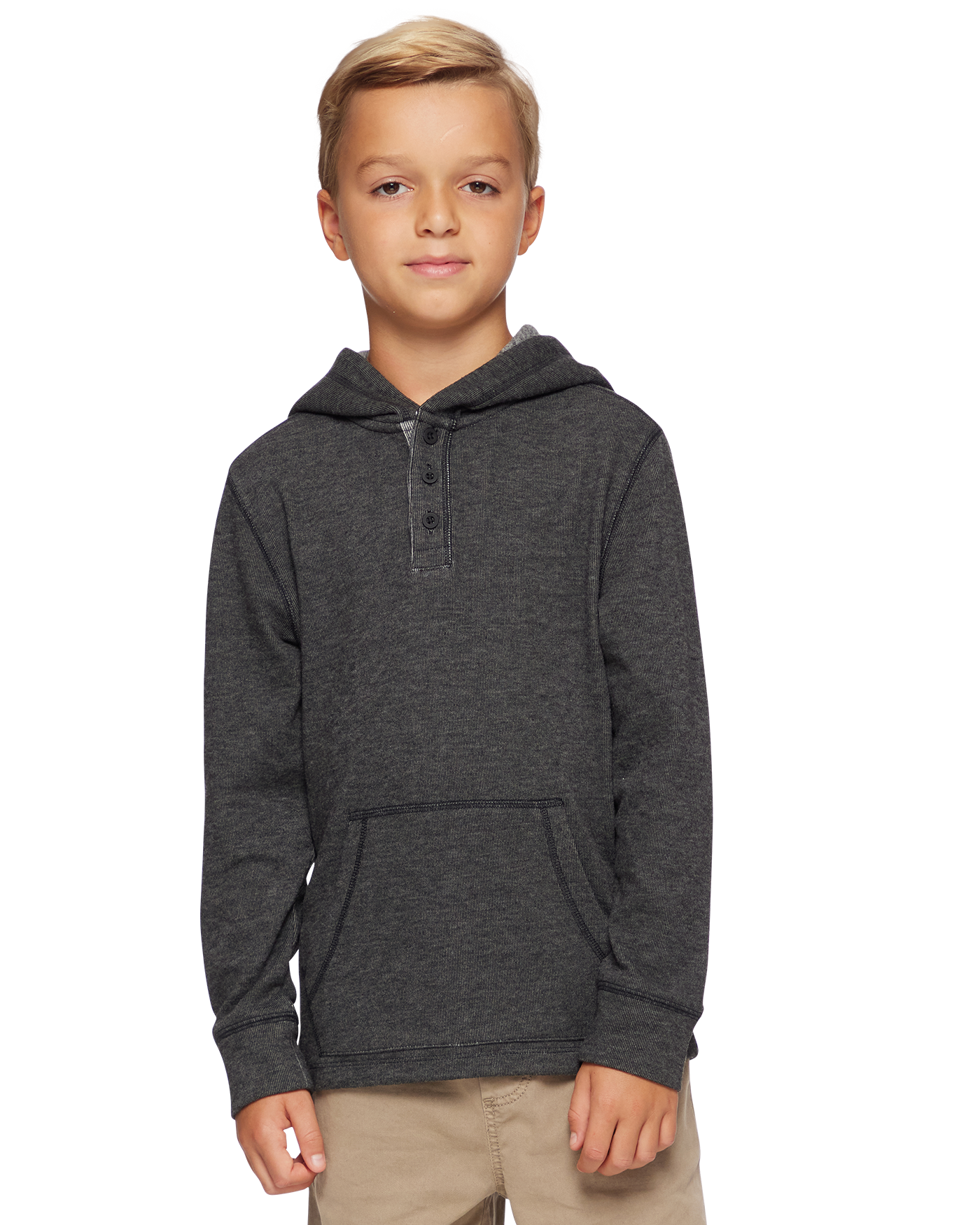 BOYS HERO STRETCH KNIT HOODED HENLEY
