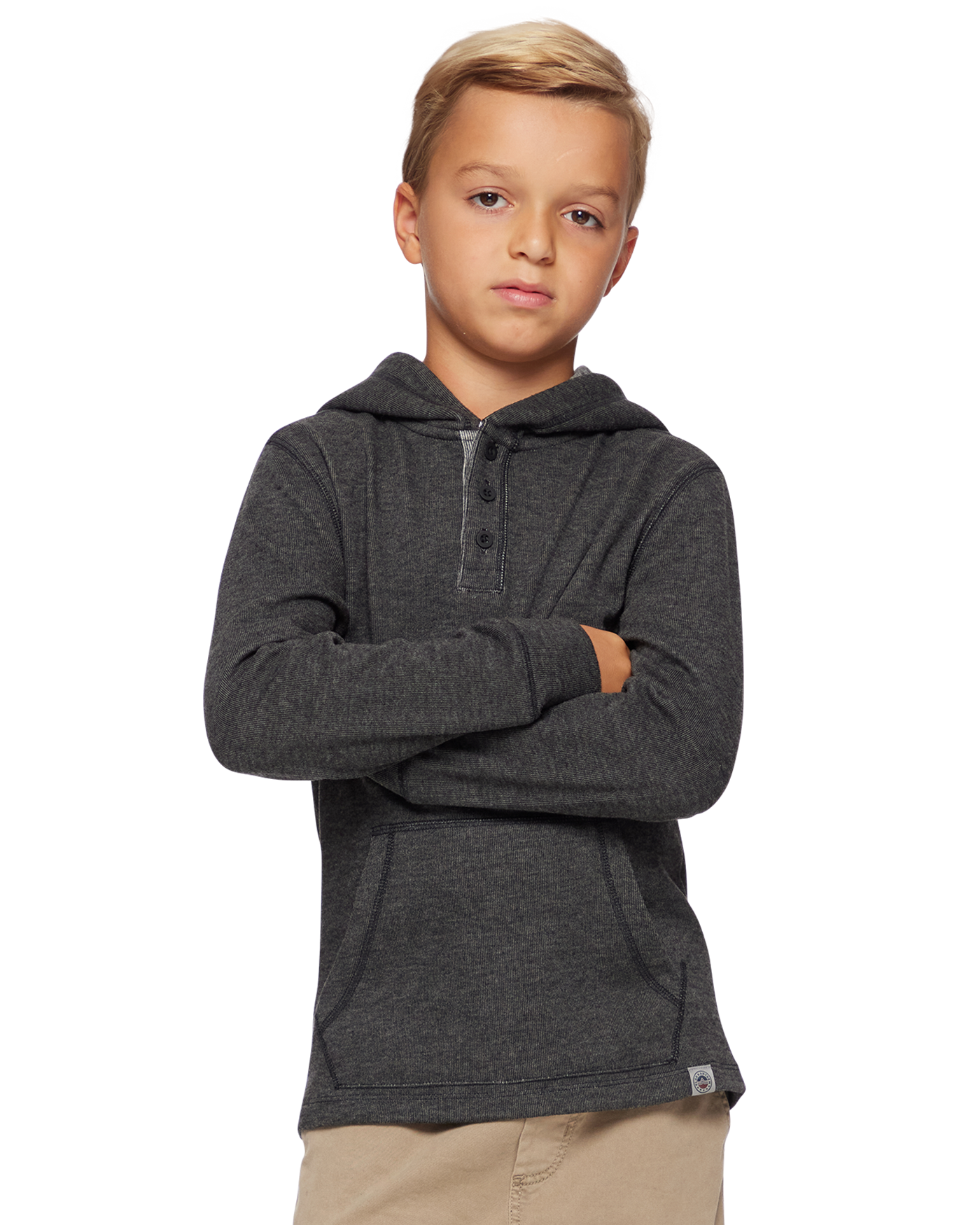 BOYS HERO STRETCH KNIT HOODED HENLEY