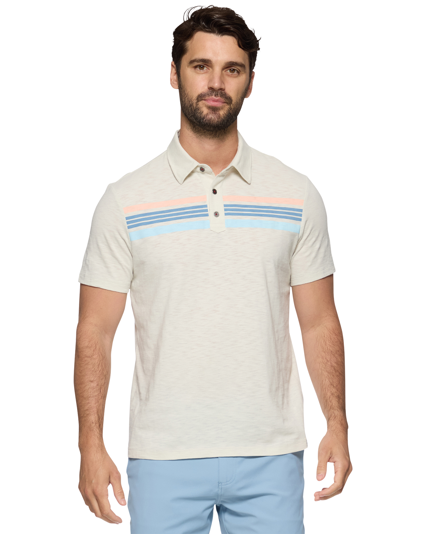 CRESTLINE CHEST STRIPE SLUB POLO