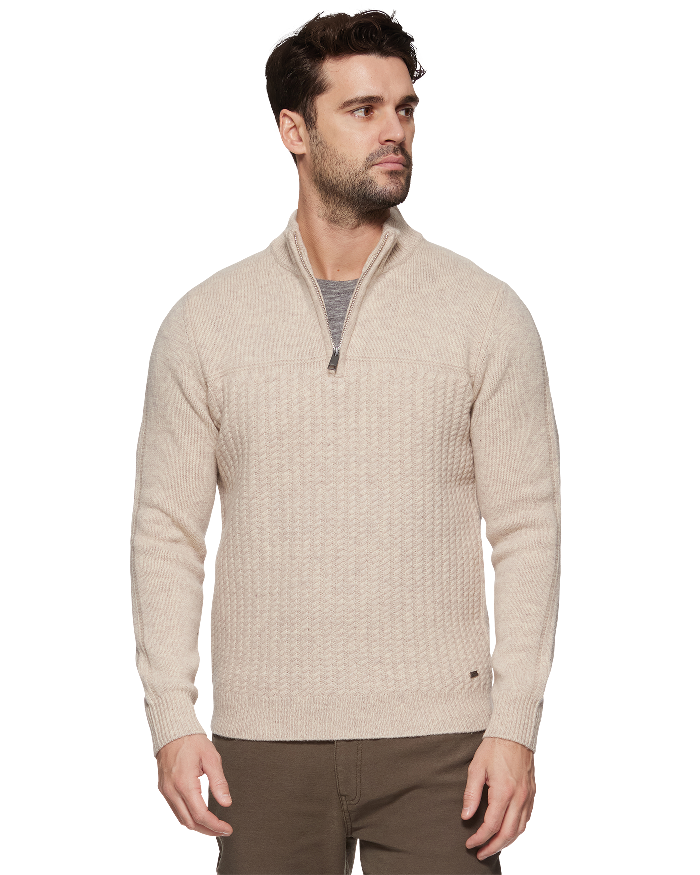 WOODLAND MERINO WOOL 1/4-ZIP SWEATER