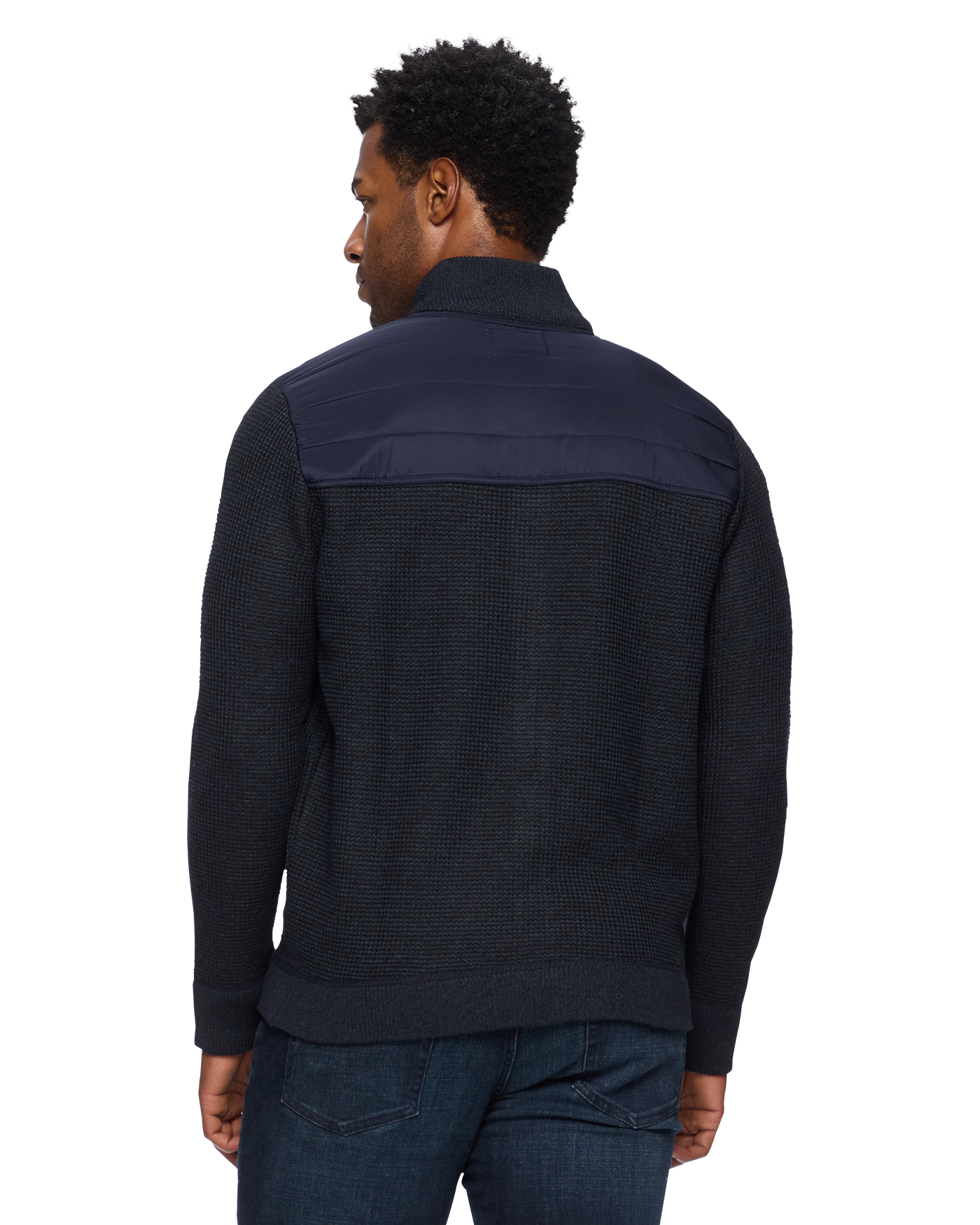 RHINELAND FLEECE-LINED MIXED MEDIA FULL-ZIP SWEATER