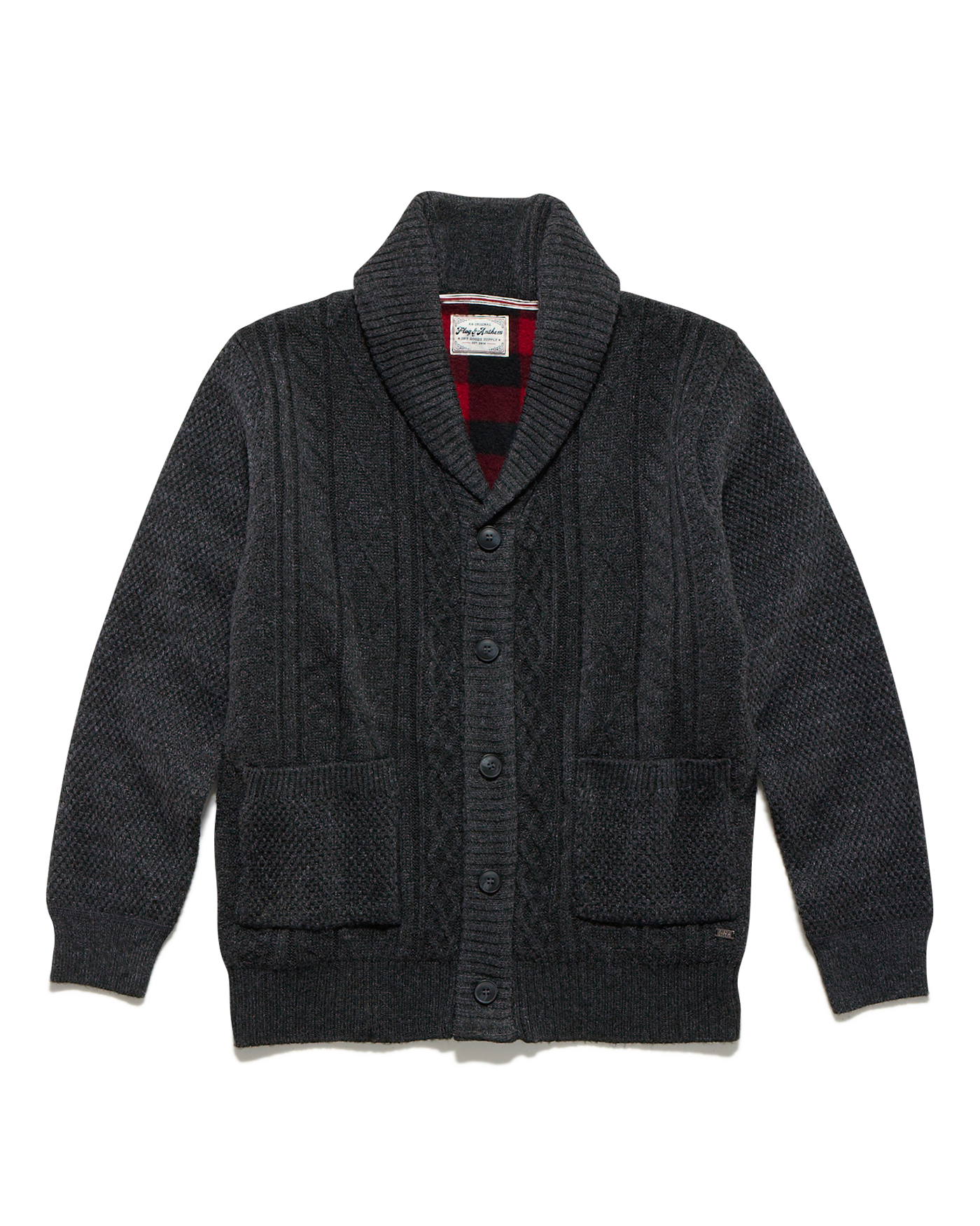 RHINELAND FLEECE-LINED SHAWL COLLAR CARDIGAN