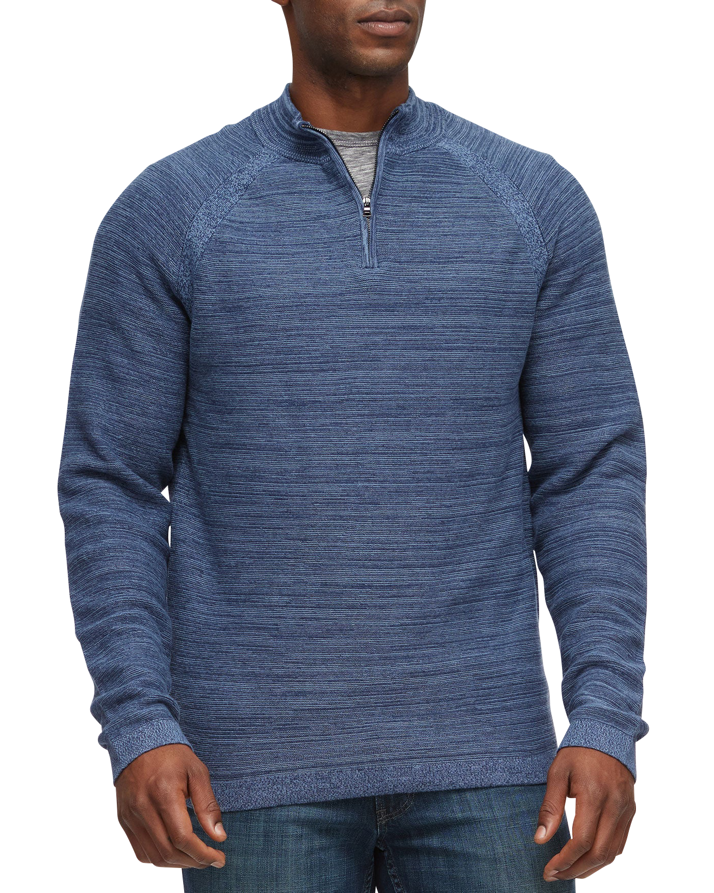 FLOYDALE MARLED RAGLAN 1/4-ZIP SWEATER