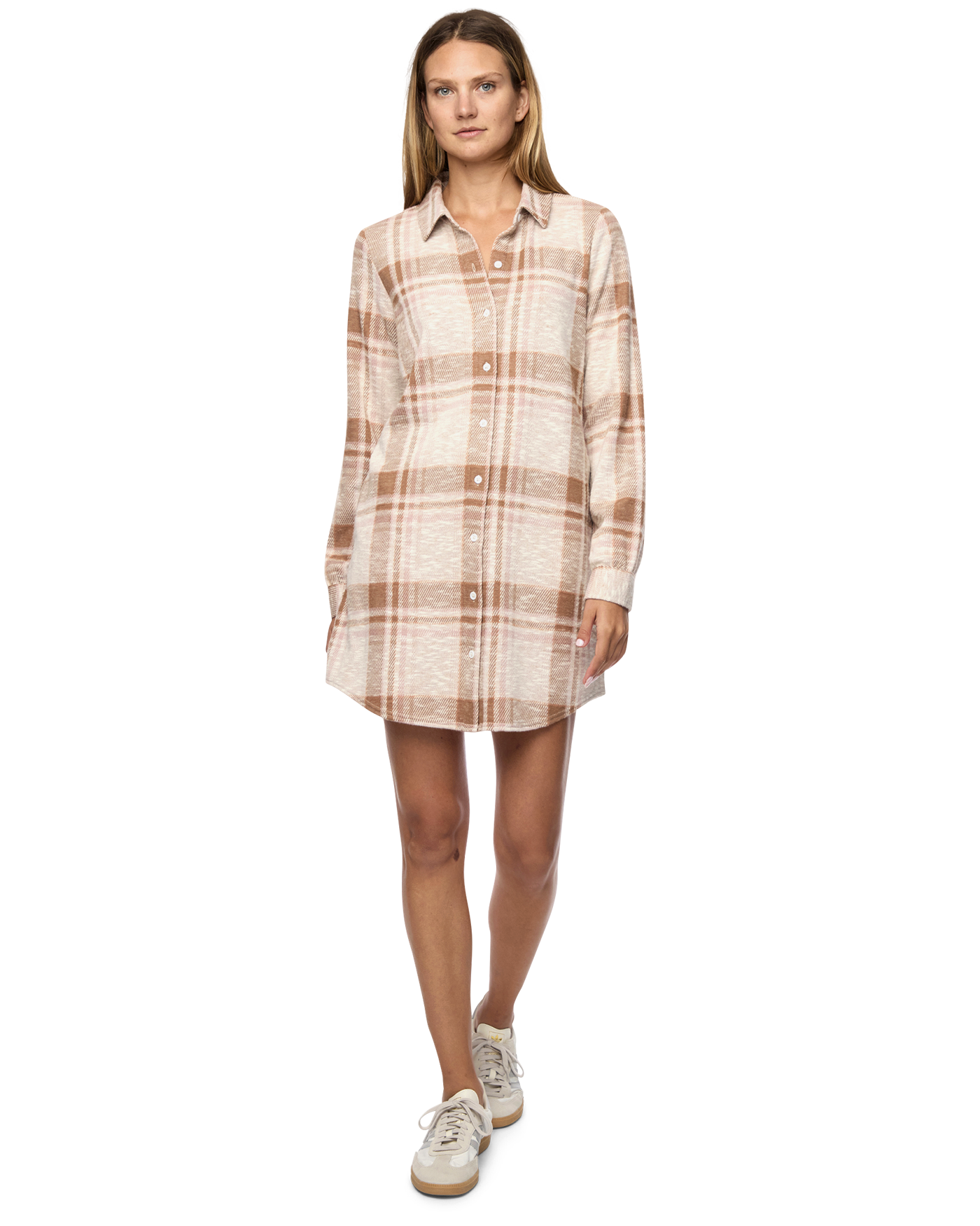 HERO STRETCH FLANNEL MINI DRESS