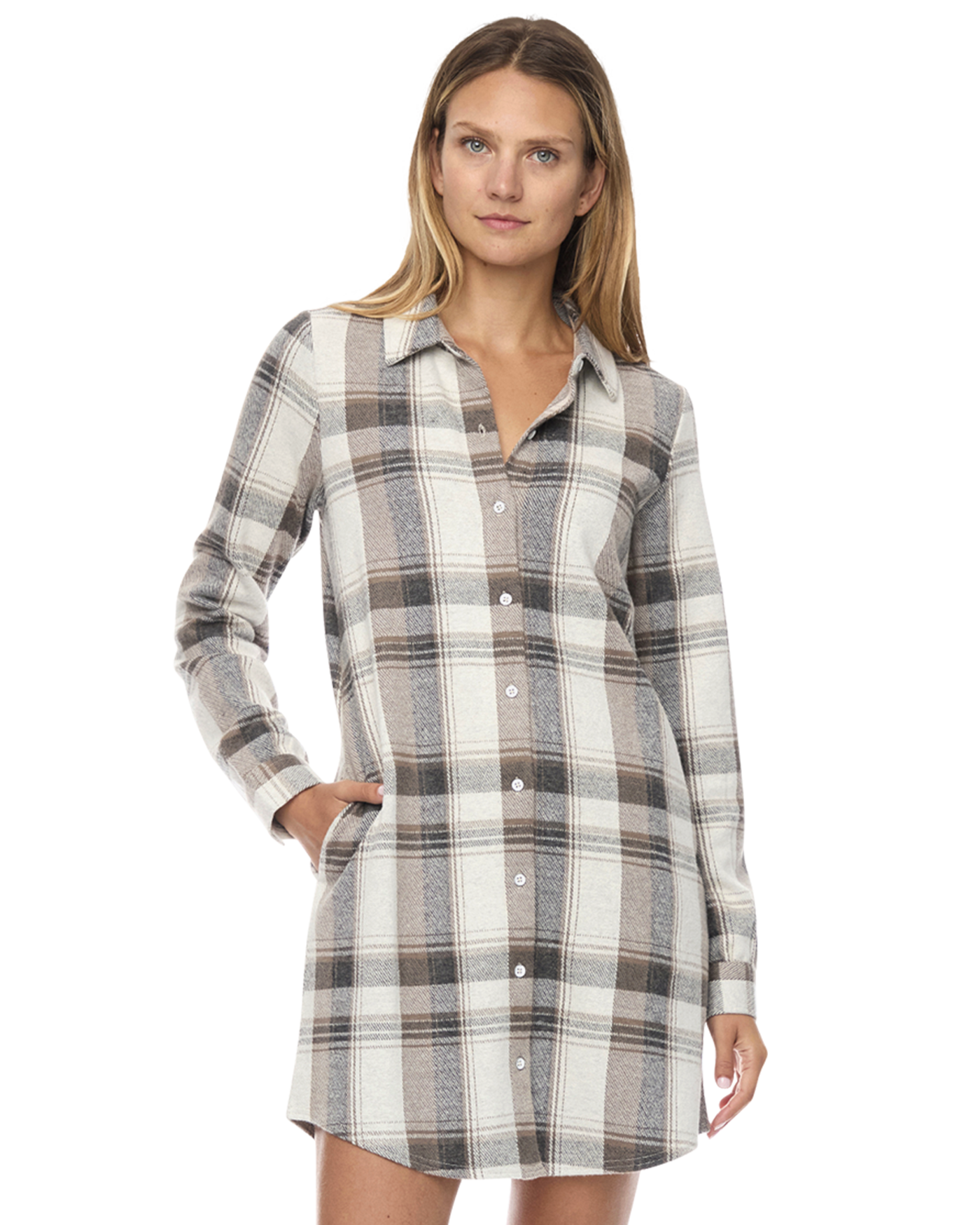 HERO STRETCH FLANNEL MINI DRESS