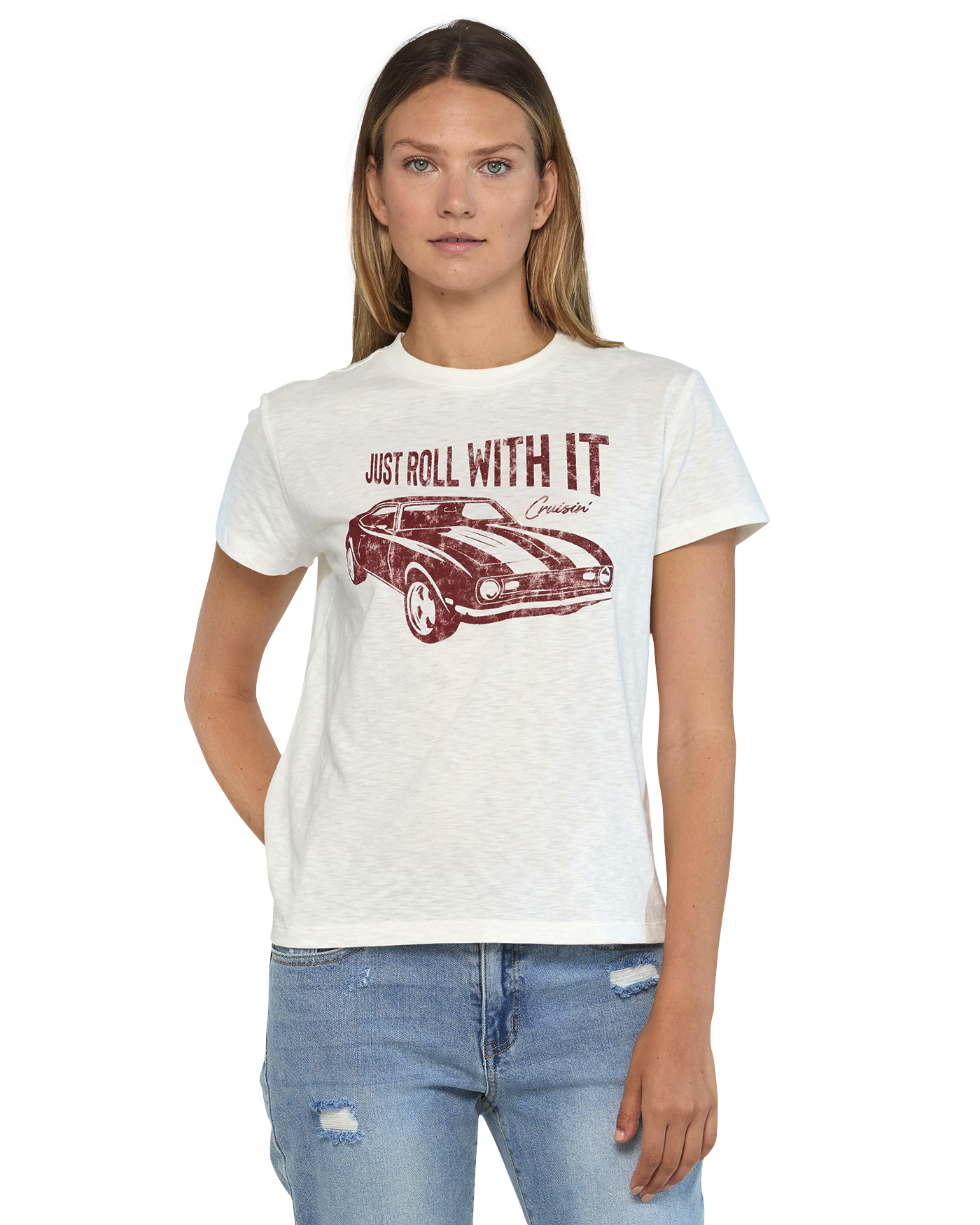 JUST ROLL WITH IT SLUB TEE