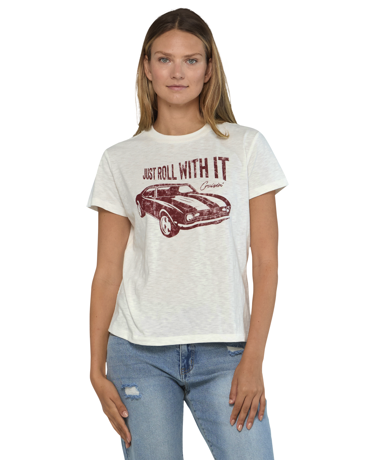 JUST ROLL WITH IT SLUB TEE