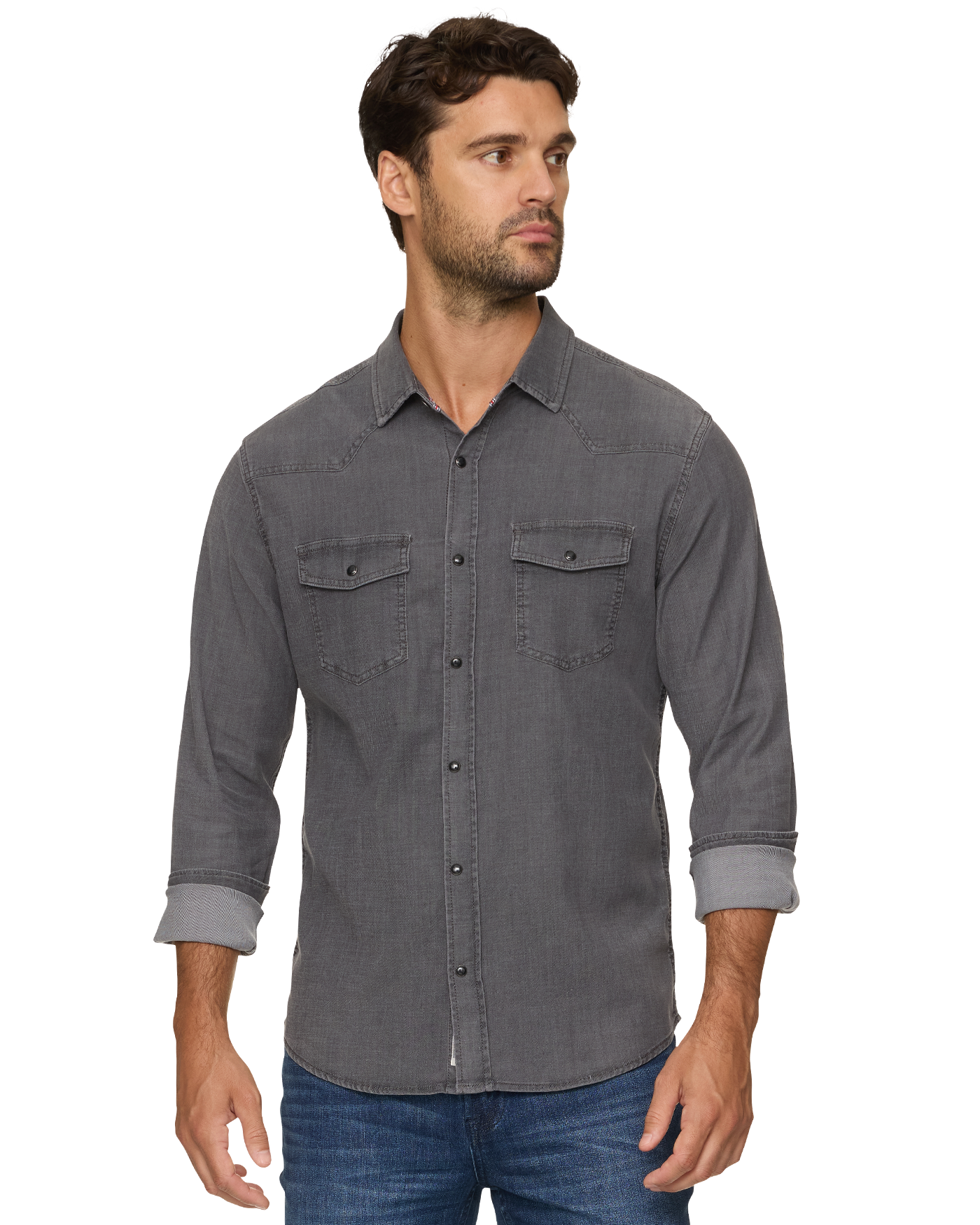 SACRAMENTO STRETCH CHAMBRAY WESTERN SHIRT