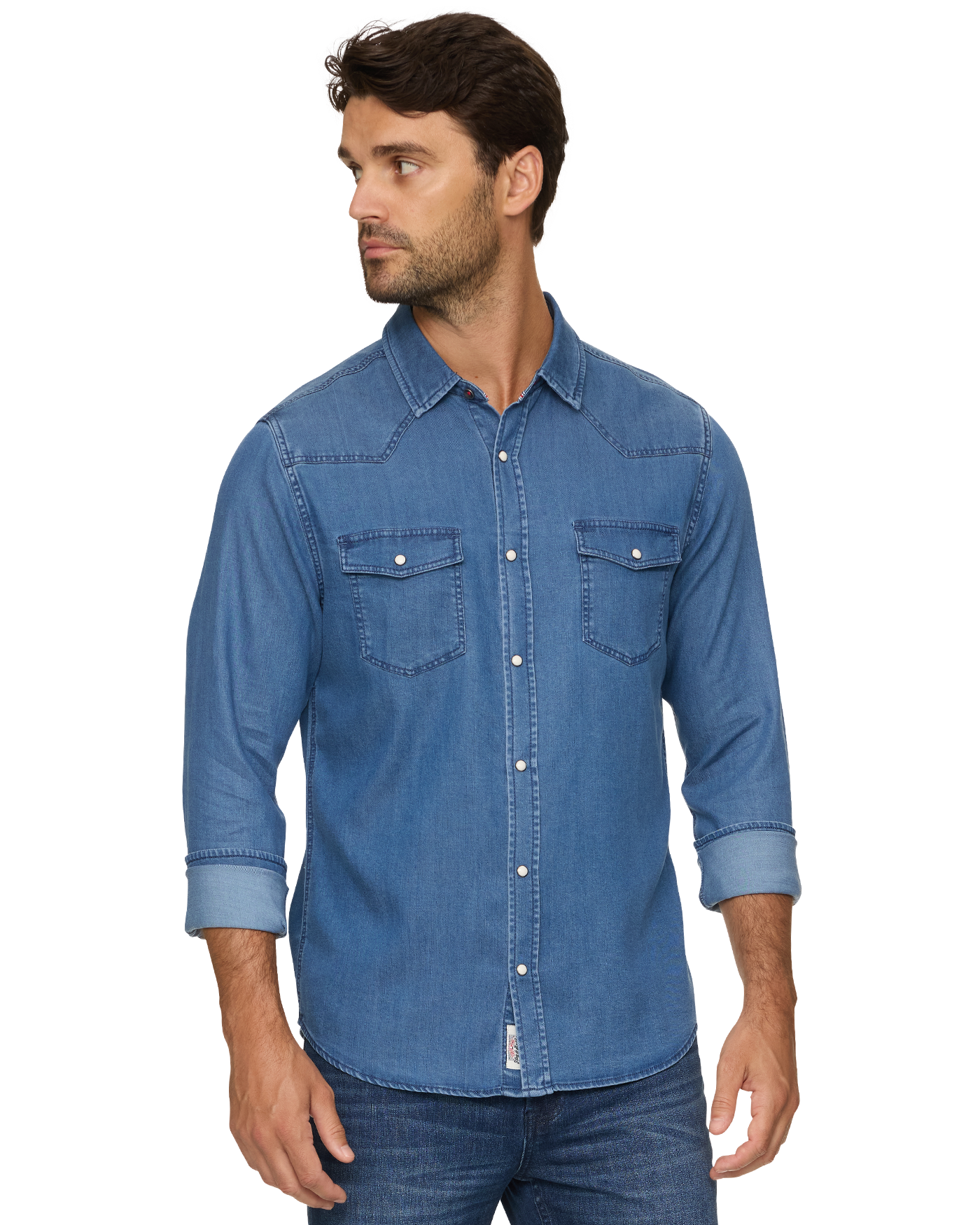 SACRAMENTO STRETCH CHAMBRAY WESTERN SHIRT