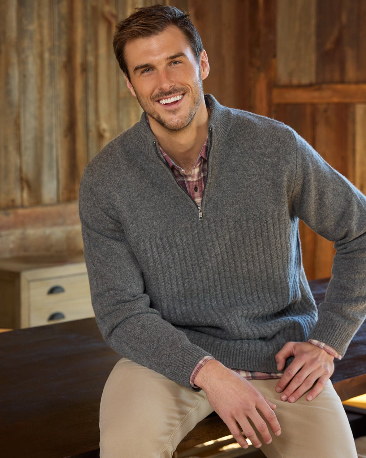 WOODLAND MERINO WOOL 1/4-ZIP SWEATER