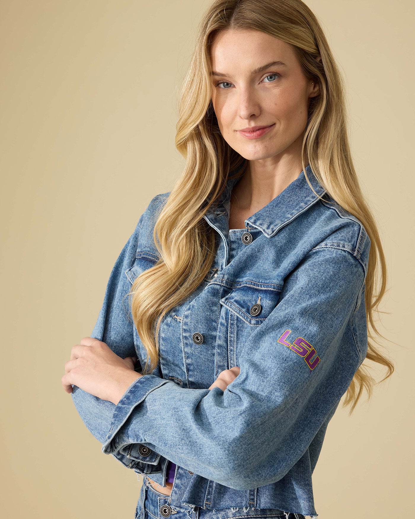 LSU SIDNEY CROPPED DENIM JACKET