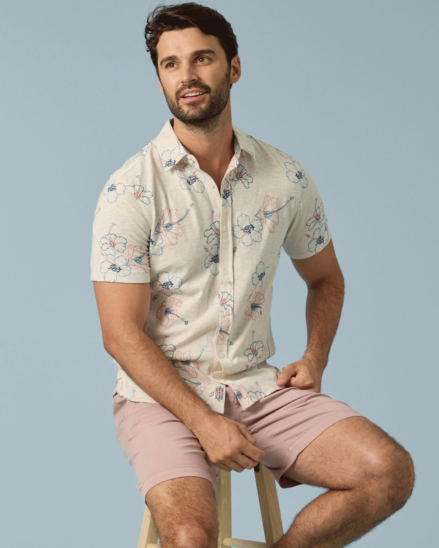 COLLINS HIBISCUS PRINT KNIT SHIRT