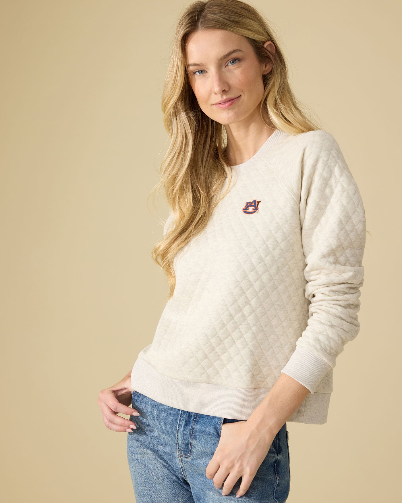 AUBURN WOODLAWN QUILTED CREWNECK