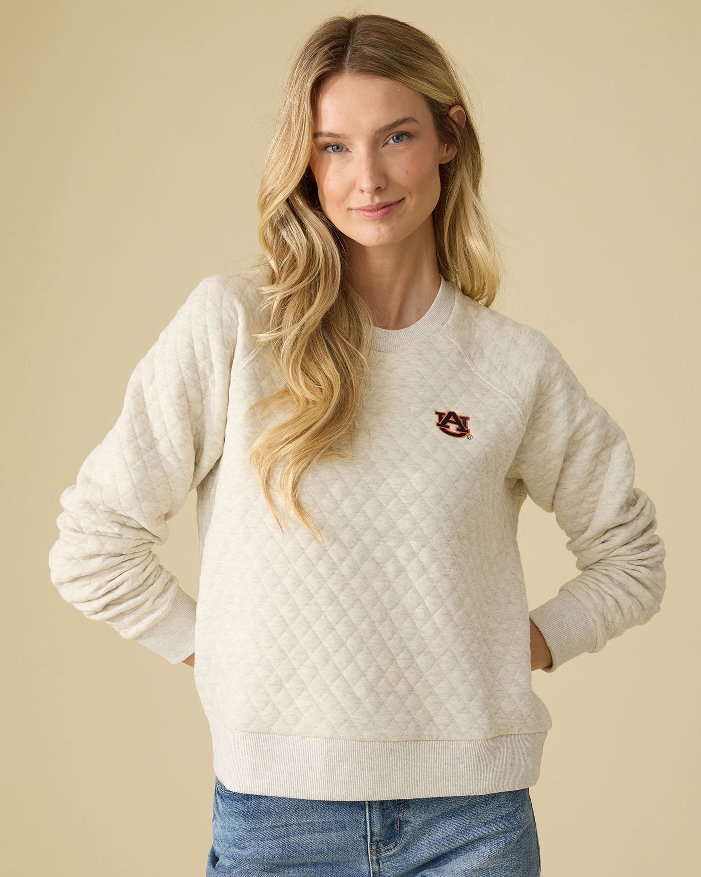 AUBURN WOODLAWN QUILTED CREWNECK