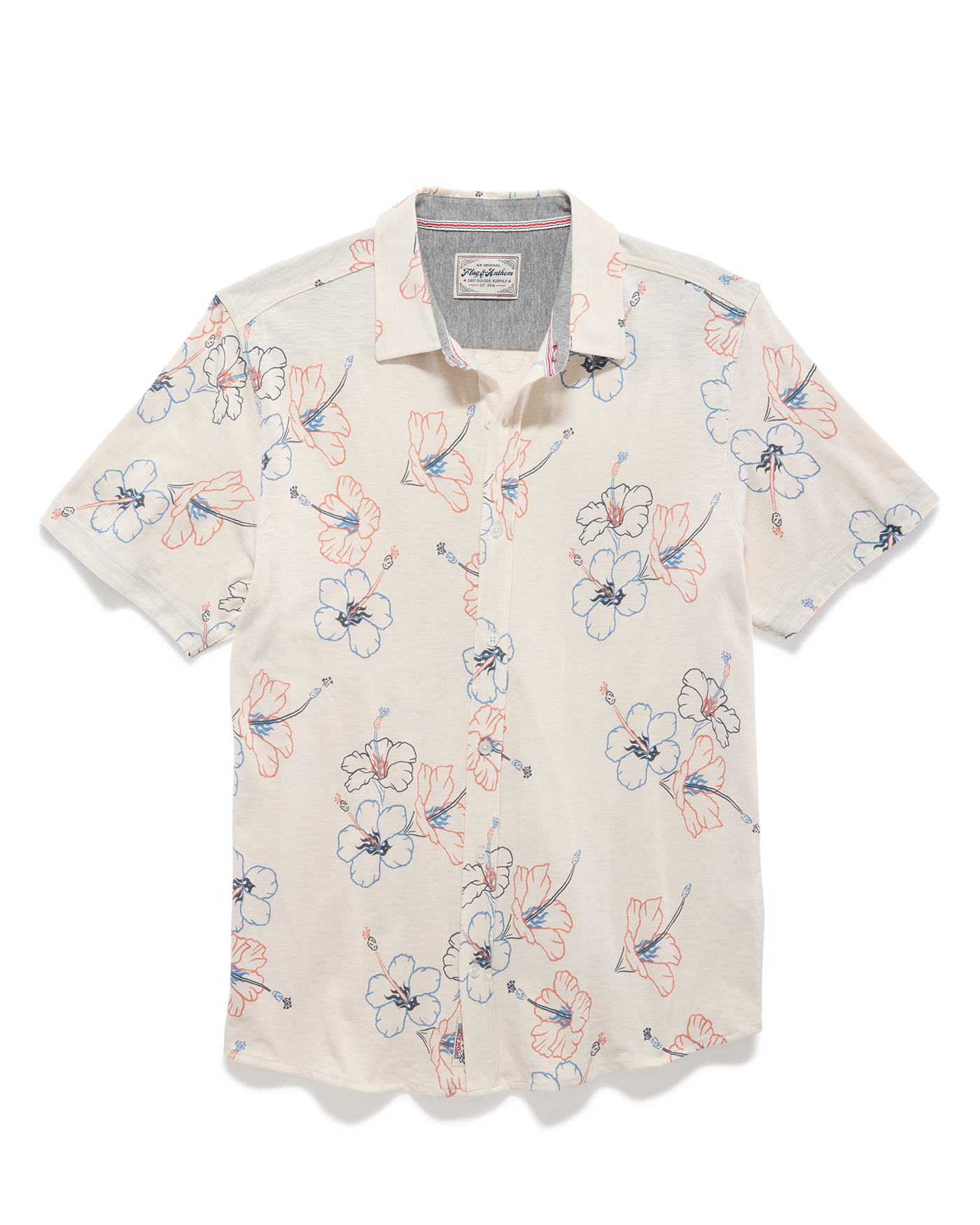 COLLINS HIBISCUS PRINT KNIT SHIRT