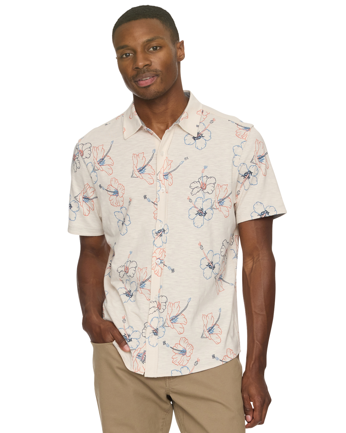 COLLINS HIBISCUS PRINT KNIT SHIRT